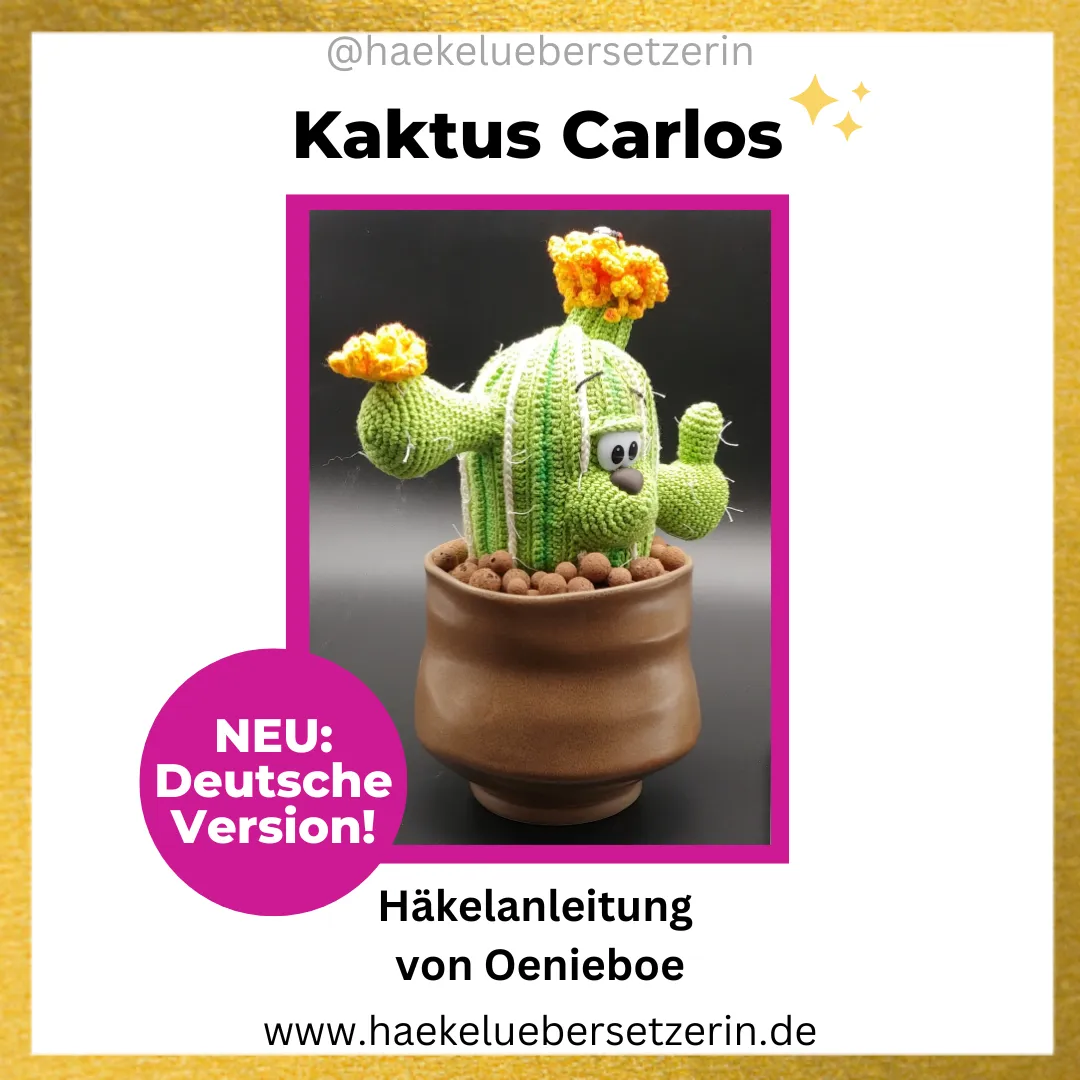 Ein Bild, das die Kaktus Carlos Häkelanleitung von Oenieboe zeigt.