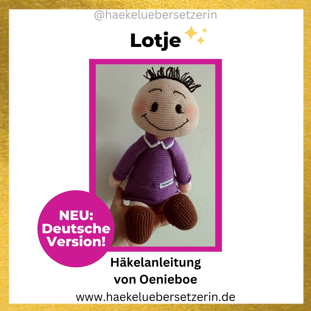Ein Bild, das die Puppe Lotje Häkelanleitung von Oenieboe zeigt.
