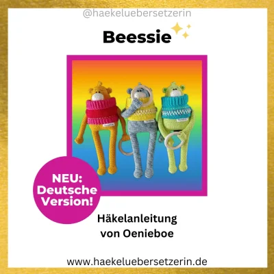 Ein Bild, das die Beessie Beißring Häkelanleitung von Oenieboe zeigt.