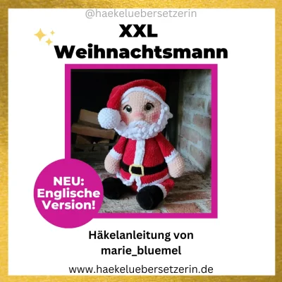 Ein Bild, das die XXL Weihnachtsmann Häkelanleitung von Marie Blümel zeigt.